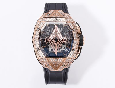 Hublot Big Band Sangbleu III 42mm Blue Dial Rose Gold Case Diamond Bezel 7750 Movement Lady and Men Watch